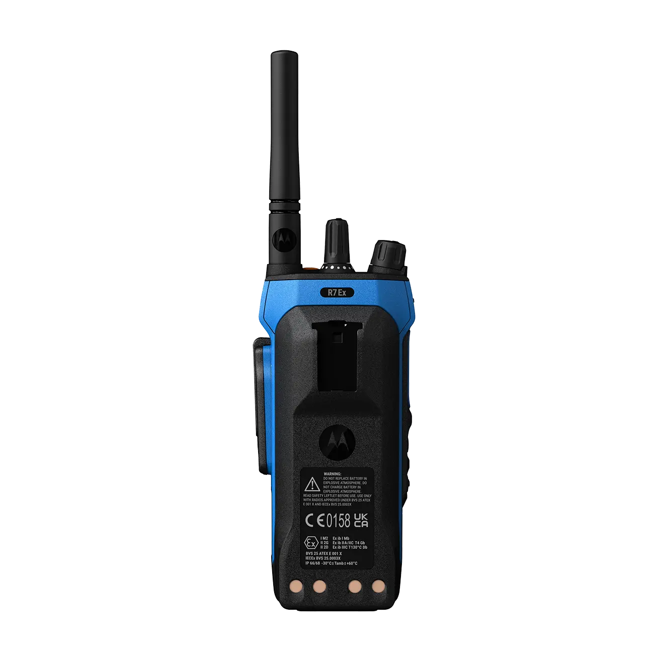 Radio portátil MOTOTRBO R7Ex de dos vías con certificación ATEX