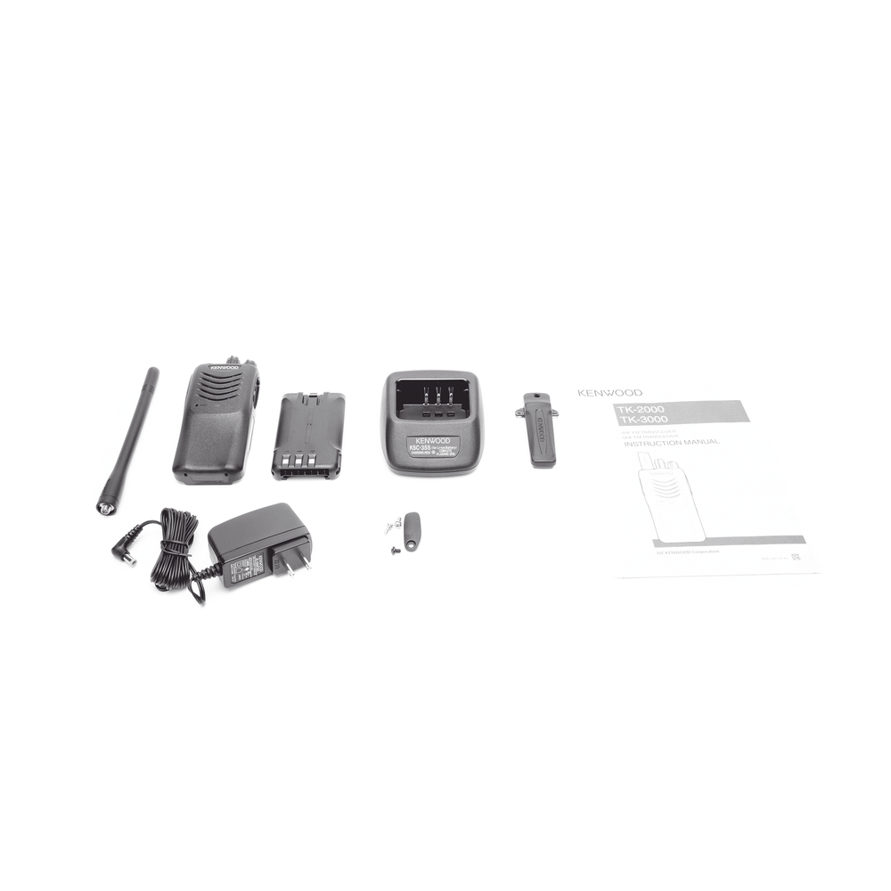 TK-2000-KV2 136-174 MHz, Práctico y Ligero, MIL-STD-810, 16 Canales, DTMF, IP54, VOX, Scan, Incluye antena, batería, cargador y clip