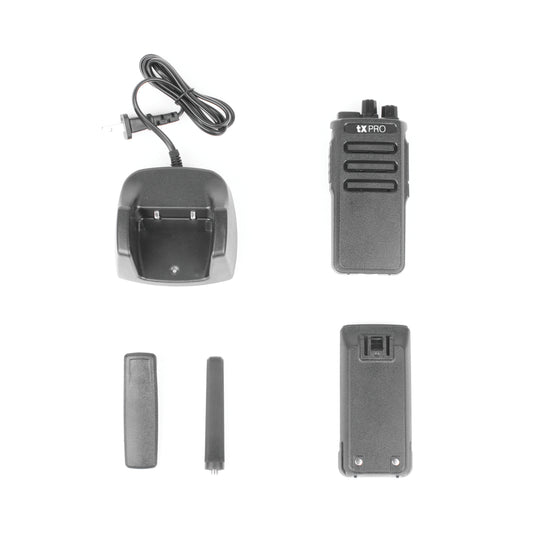 TX-500 Radio Portátil VHF, 5W de Potencia, Scrambler de Voz, Alta Cobertura, 136-174 MHz, 16 canales preconfigurados