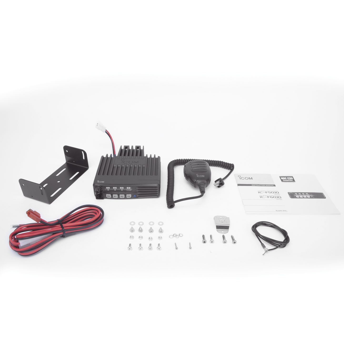 ICOM ICF5013 Radio Móvil Analógico en rango de frecuencia 136-174 MHz, 50 W de potencia de RF. Incluye micrófono, cable de corriente y bracket.