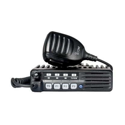 ICOM ICF6013H Radio Móvil Analógico en rango de frecuencia 400-470 MHz, 50 W de potencia de RF. Incluye micrófono, cable de corriente y bracket.