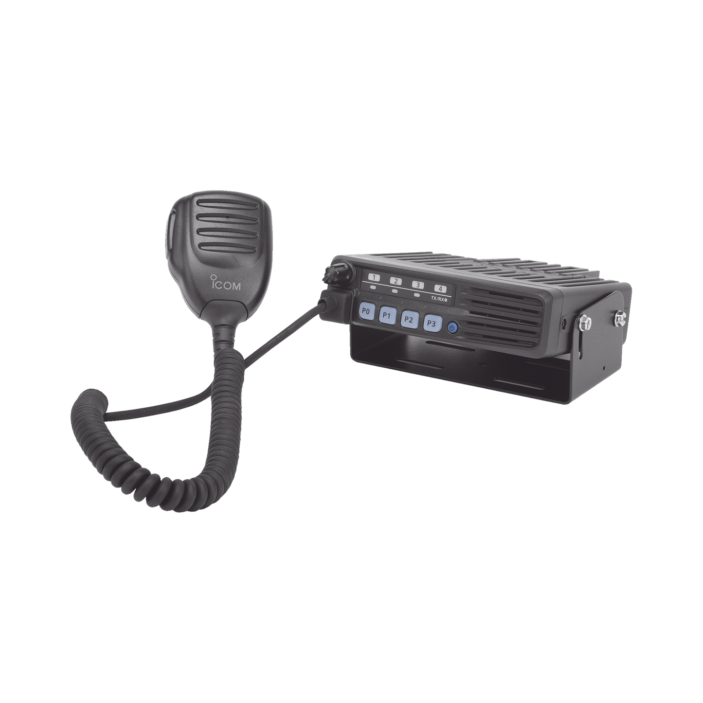 ICOM ICF6013H Radio Móvil Analógico en rango de frecuencia 400-470 MHz, 50 W de potencia de RF. Incluye micrófono, cable de corriente y bracket.