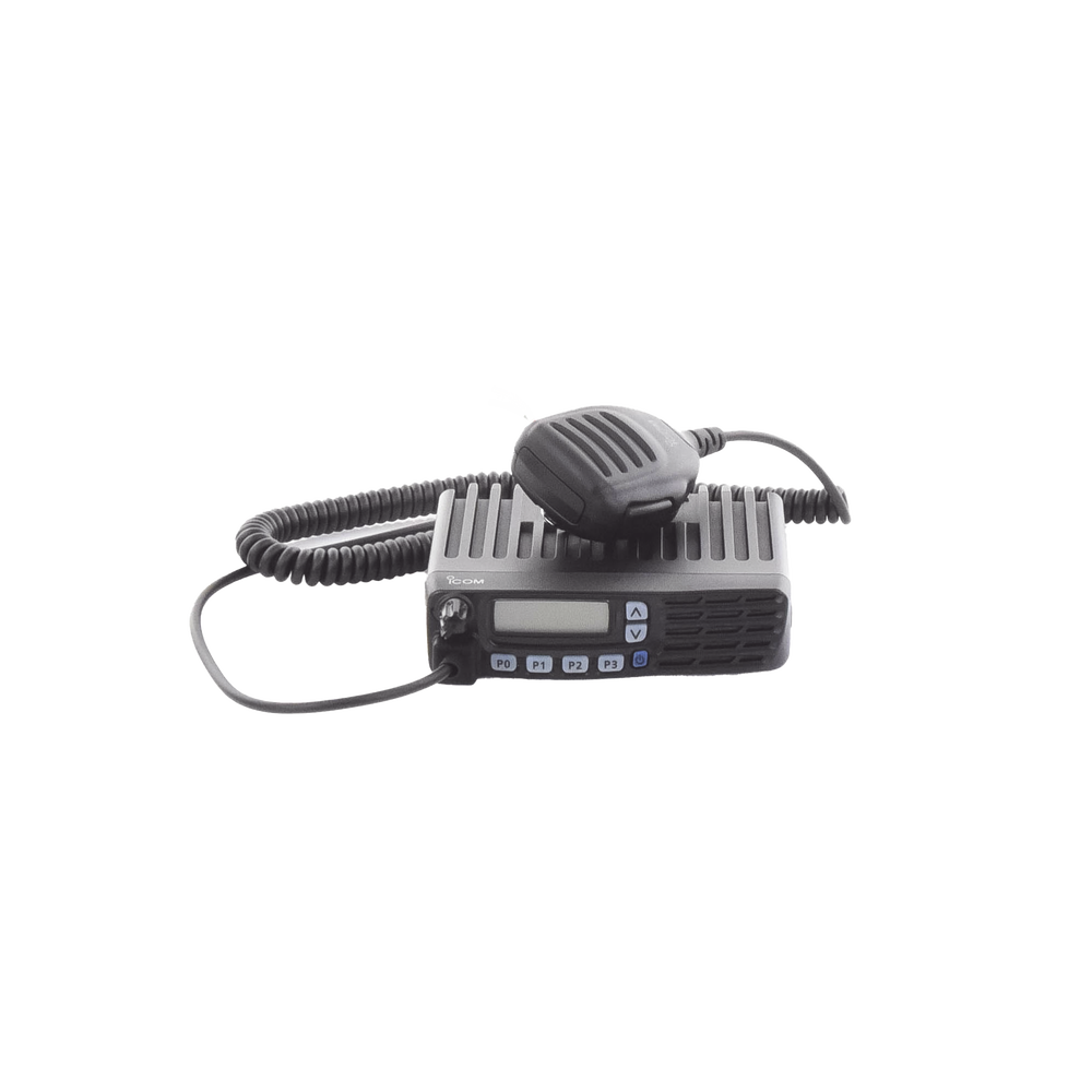 ICF6023H Radio Móvil Analógico en rango de frecuencia 400-470 MHz, 50 W de potencia de RF, 128 canales. Incluye Incluye microfono, cable de alimentación y montaje