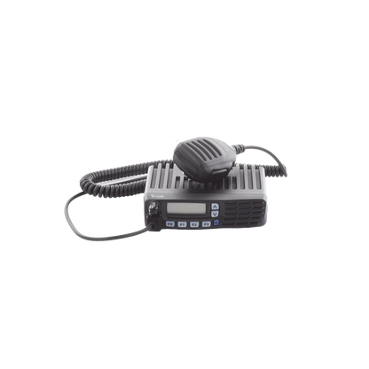ICF6023H Radio Móvil Analógico en rango de frecuencia 400-470 MHz, 50 W de potencia de RF, 128 canales. Incluye Incluye microfono, cable de alimentación y montaje