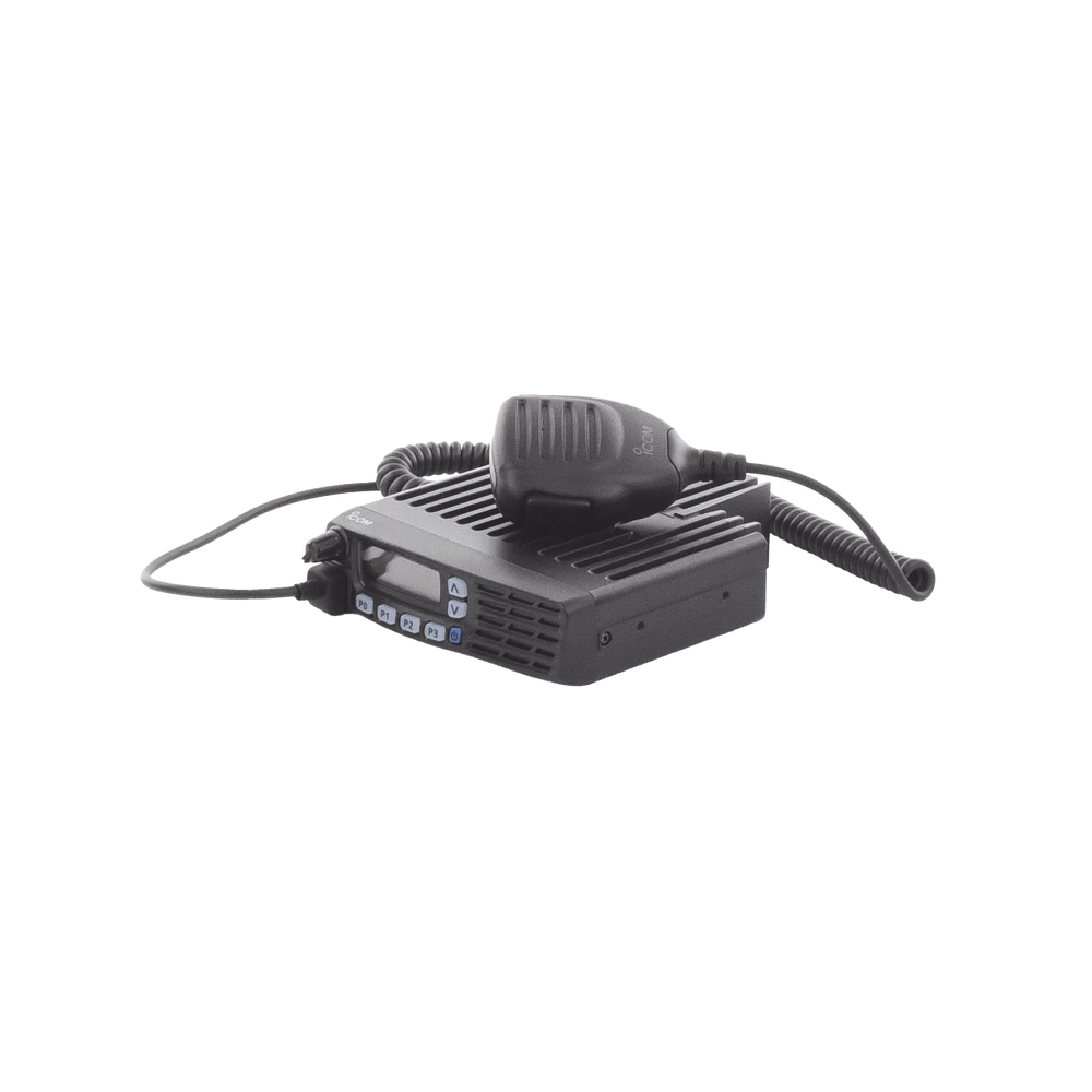 ICF6023H Radio Móvil Analógico en rango de frecuencia 400-470 MHz, 50 W de potencia de RF, 128 canales. Incluye Incluye microfono, cable de alimentación y montaje