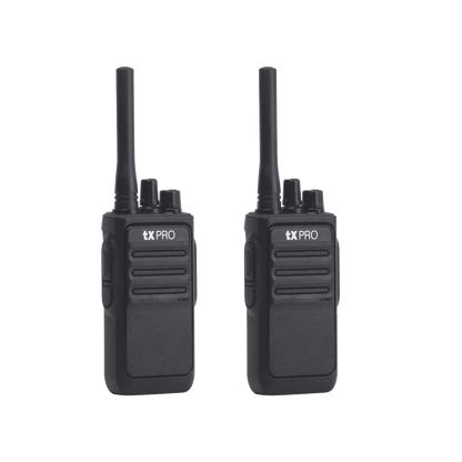 TX-320DUO Par de radios analógicos, listos para utilizarse, operan en UHF 400-470 MHz de 2 watts de potencia. ¡PRECONFIGURADOS!