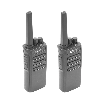 TX500DUO Par de radios TX500 VHF 136-174 MHz con 5 watts de potencia, 16 Canales Preconfigurados.